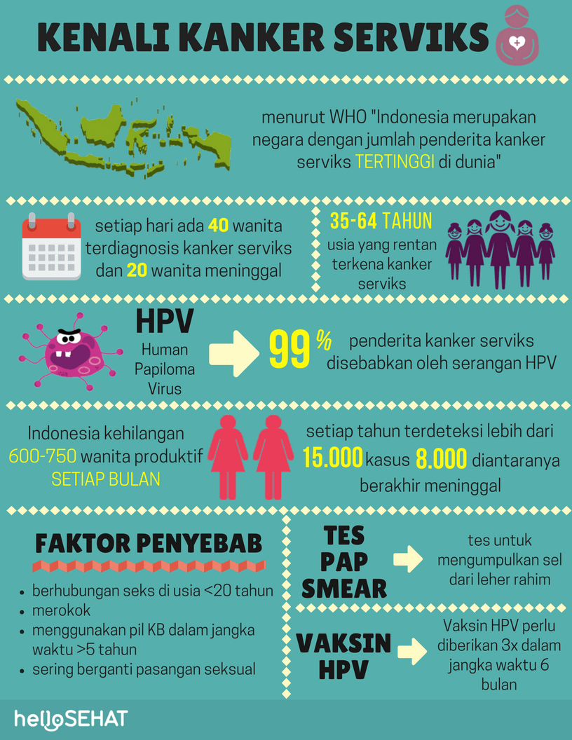 infografica del cancro cervicale in Indonesia